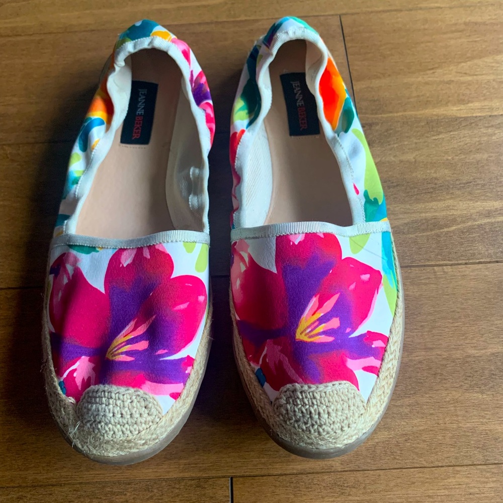 Size 10 * Jeanne Beker * Floral Flat Shoes * Never Worn